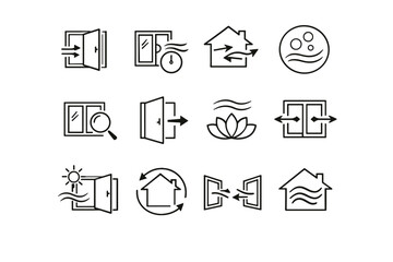 Daily vector calm home icon ventilation focus icons fresh routine habit window