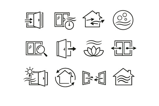 Daily vector calm home icon ventilation focus icons fresh routine habit window