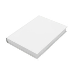 Blank white book cover isolated on transparent background
