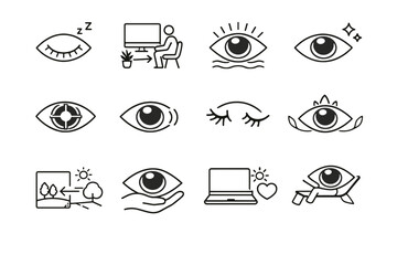 Eye healthy icon break blink reduction relief habit screen vision vector care