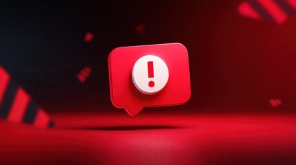 Urgent message indicator with red badge on three-dimensional danger setting