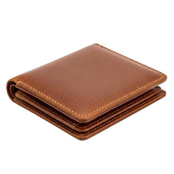 Brown leather wallet isolated on transparent background