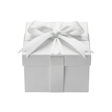 Elegant white gift box with bow isolated on transparent background