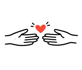 A hand drawn drawing of a heart symbolizing love and kindness.