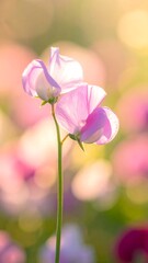 Delicate Sweet Pea Flowers in Soft Light.