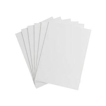 Stack of blank white paper sheets isolated on transparent background