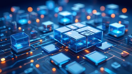 Technology background abstract science big data analysing neural network artificial intelligence futuristic electronic circuit board 3d rendering.