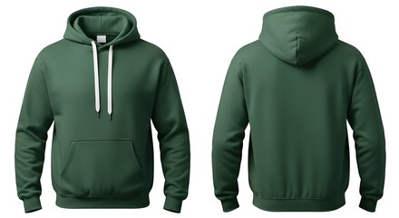 Blank Dark Green Hoodie Mockup Front Back
