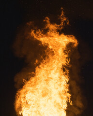 fire flame vertical big at night