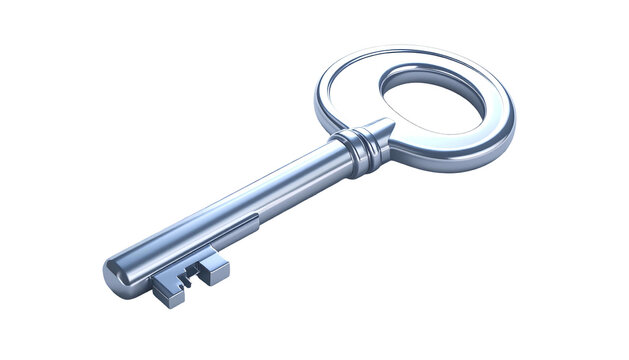 Old Skeleton Key on White Background.