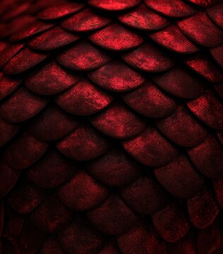 Detailed macro view reveals rich textured deep red dragon scales creating a dark fantasy pattern