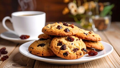 Delicious Raisin Cookies and Coffee - A Cozy Treat.