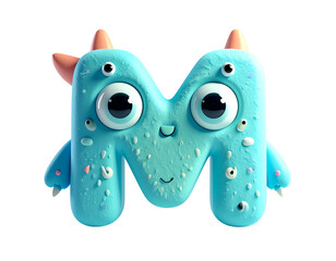 Blue Cartoon Monster with Large Eyes.