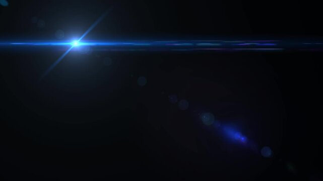 blue camera lens flare light and rays flicker glowing beams alpha channel loopable animation,film isolated motion design element