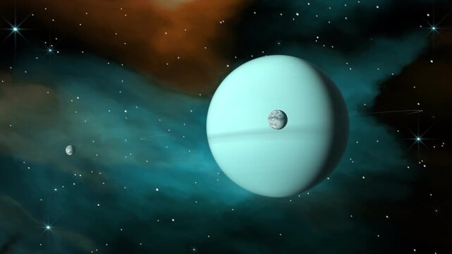 Uranus Planet With Rings and Moons in Space