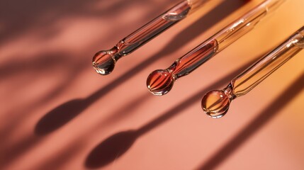 Skincare beauty concept with droppers and liquid shadows for cosmetic design