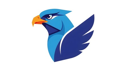 Naklejka premium Blue stylized eagle head logo with bold geometric shapes