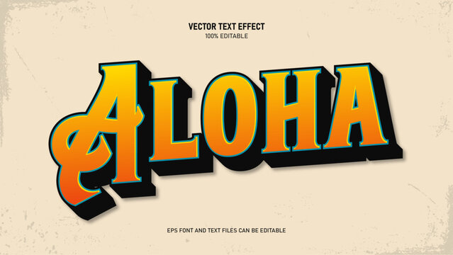 Aloha 3d text style editable text effect
