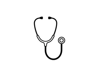 A black and white stethoscope on a clean and simple background isolated on transparent background
