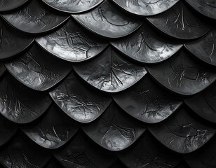 Detailed Black Scale Armor Texture Close-Up.
