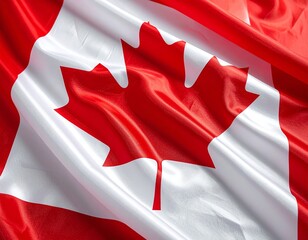   Canadian National Flag with Red Maple Leaf on White Square and Red Field