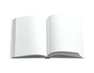 Open book with blank white pages.
