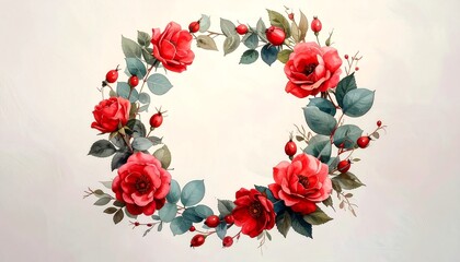 Elegant Rose Wreath - A Timeless Floral Design for Celebrations and Decor.