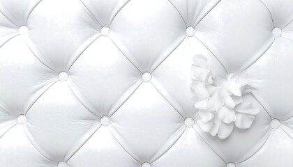 Naklejka premium Elegant White Quilted Texture with Delicate Flower Detail.
