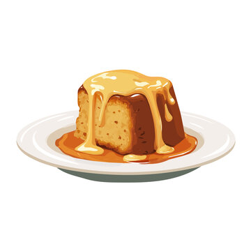 Malva Pudding, illustrated as a clean 2D flat vector icon isolated on a white background