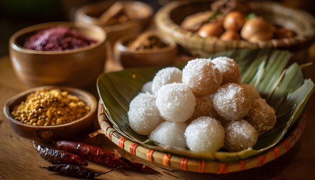 Thai snack featuring sweet tapioca pork dumpling balls, highlighting traditional ingredients and cultural significance