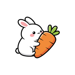Cute Bunny Hugging a Carrot
