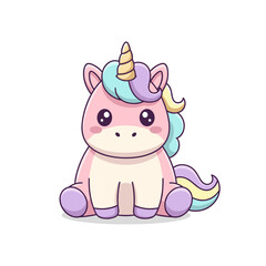 Cute Sitting Baby Unicorn Cartoon Character