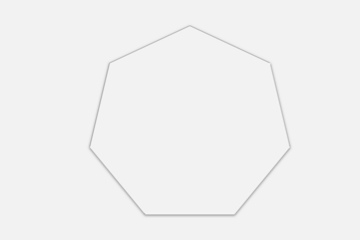 Transparent glass frame with hexagon shape. 3d plastic blank screen isolated on on transparent background. Reflective surface panel with light glare. Modern UI element.