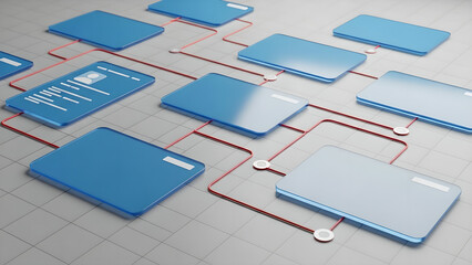 Data Network Flow System Blue Conceptual 3D