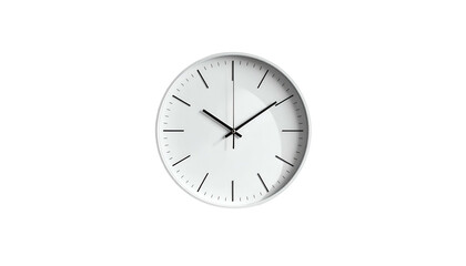White wall clock showing precise time.