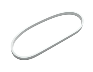 Silver Oval Ring on White Background.