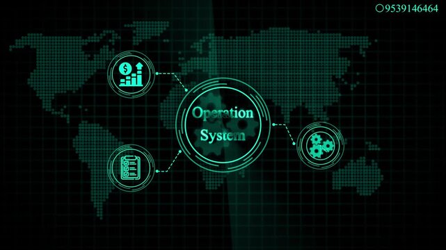Global Operation System Digital Infographic with World Map