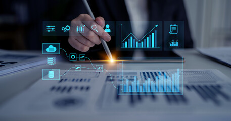 Data flow from database and cloud to processing and analytics dashboards, representing data analysis, automation, insight generation, and digital intelligence Latch