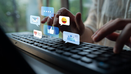 A collection of social media notifications representing user engagement. These alerts for likes, comments, and messages are key to online communication and community interaction. Fermion