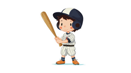 Cute Baseball Player Boy Vector Illustration Isolated on White Background