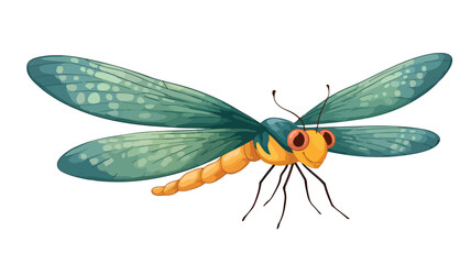 Cute Cartoon Dragonfly Isolated on White Background Vector Illustration