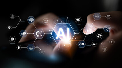 A concept of a comprehensive AI business suite. This integrated platform provides tools for all business needs, including e-commerce, marketing, cloud operations, and data security. Fermion