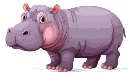 Adorable Cartoon Hippo Character on White Background for Vector Illustration