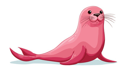 Cute Sea Lion Cartoon on White Background Vector with Outline