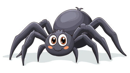 Adorable Spider Cartoon Vector with Outline Design on White Background