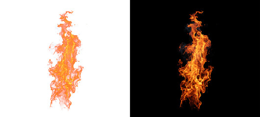Fototapeta premium Fire flames isolated PNG for visual overlay with sparks and smoke effect