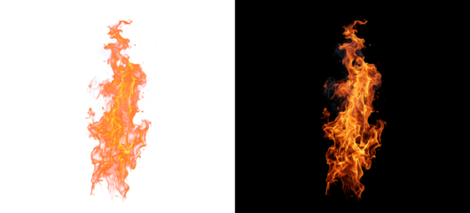 Fire flames isolated PNG for visual overlay with sparks and smoke effect
