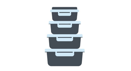 Obraz premium a stack of four gray plastic food storage containers neatly arranged in a vertical column