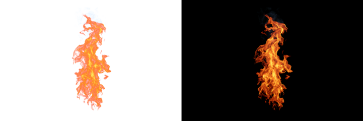 Fire flames isolated PNG for overlay on transparent background with sparks and heat effect