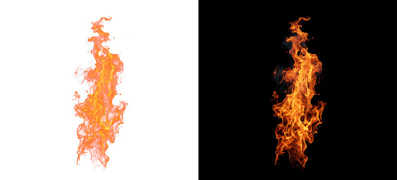 Fire flames isolated PNG for visual overlay with sparks and smoke effect